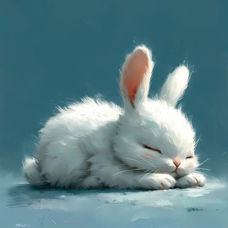 Peaceful Sleeping White Rabbit