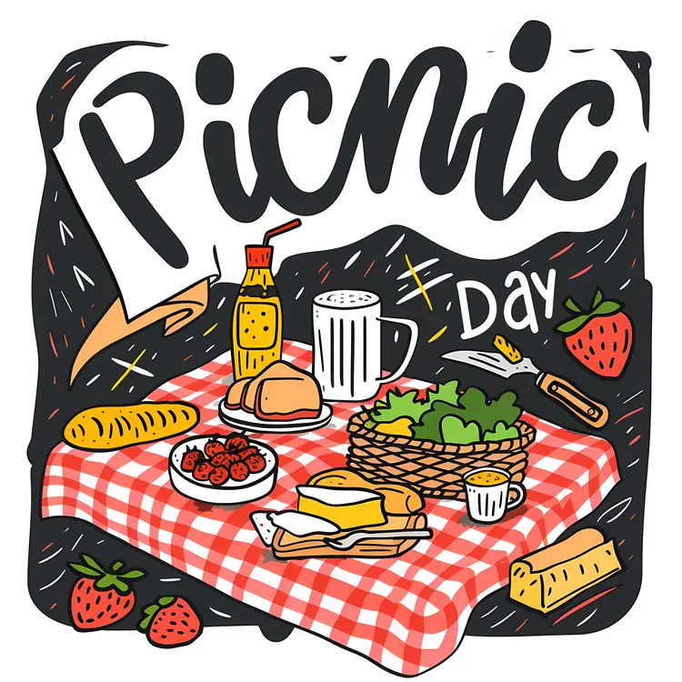 Picnic Day with Food and Tablecloth