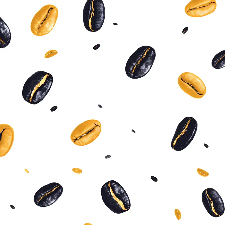 Black and Yellow Coffee Beans