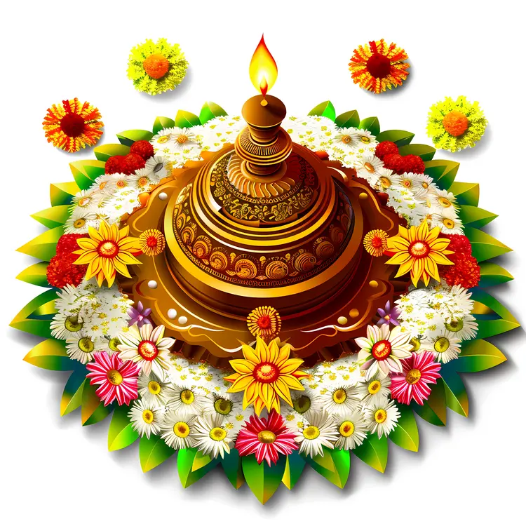 Decorative Lamp with Flowers Illustration