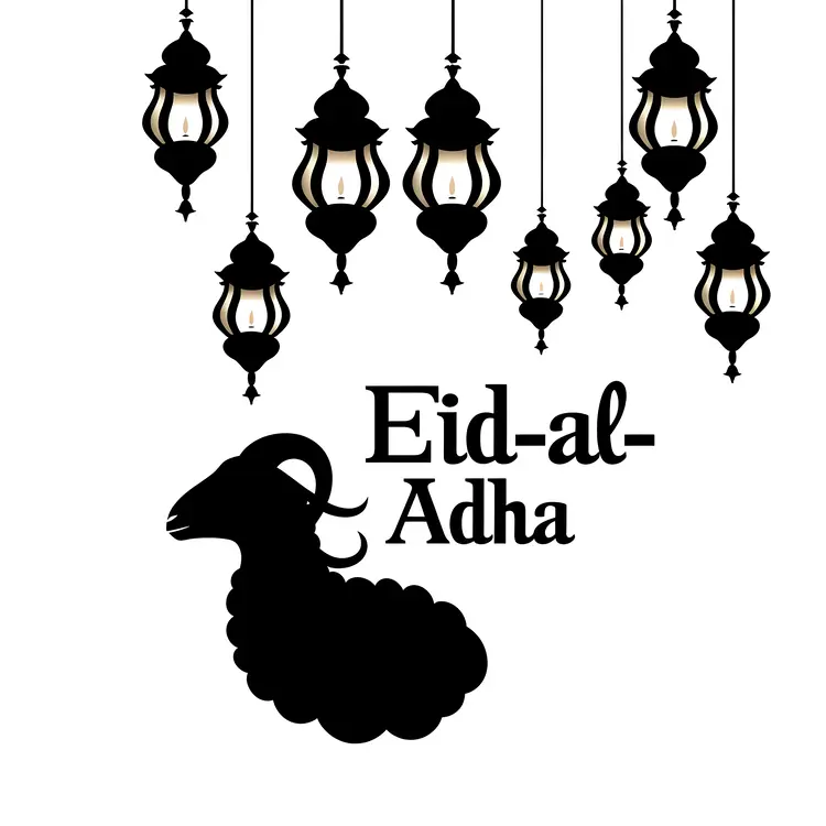 Eid al-Adha Celebration with Lanterns and Sheep