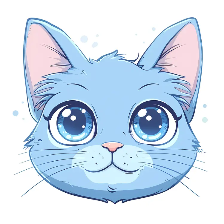 Charming Blue Cat Cartoon Art