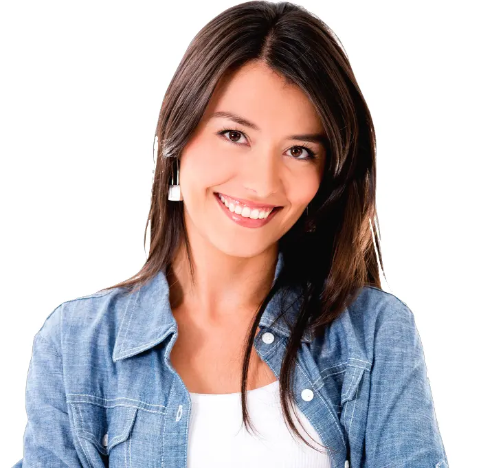 Smiling Woman in Denim Jacket