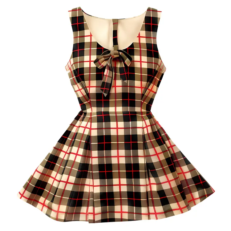 Plaid Dress with Bow