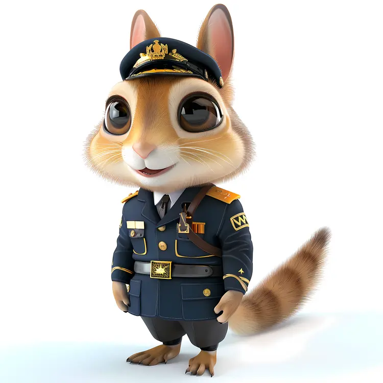 Cute Chipmunk in Officer Uniform