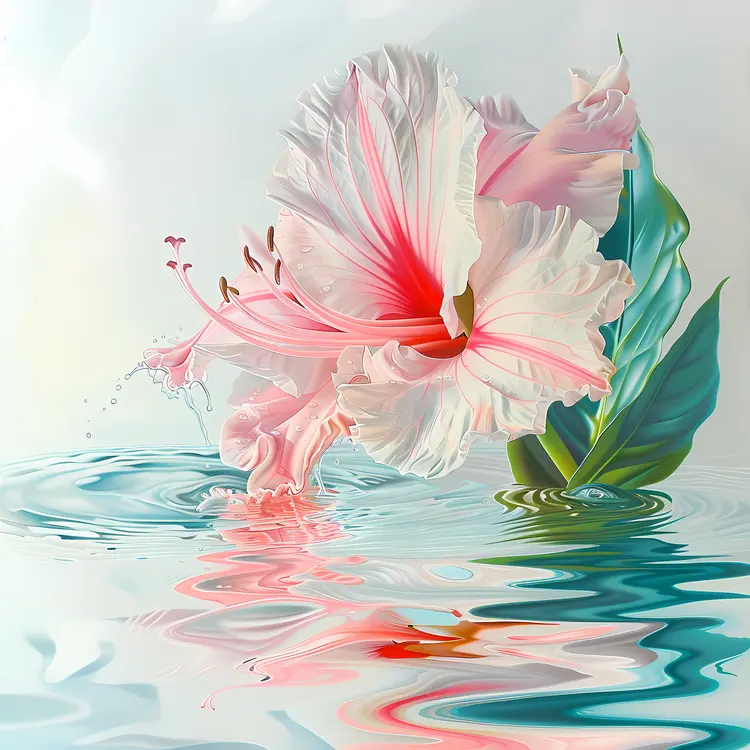 Hibiscus Flower with Water Reflection