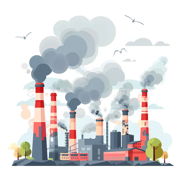 Industrial Factory with Smoke Emissions