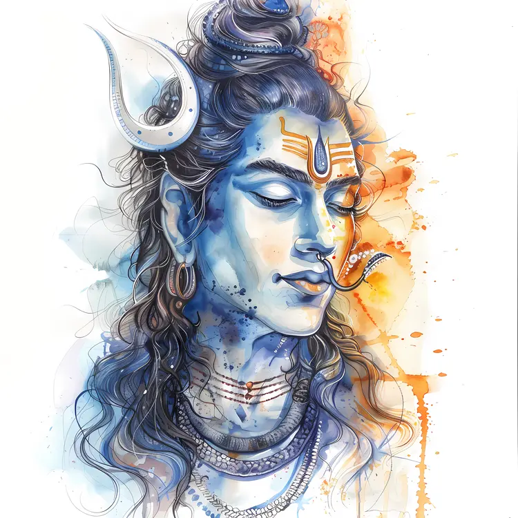 Watercolor Shiva Portrait