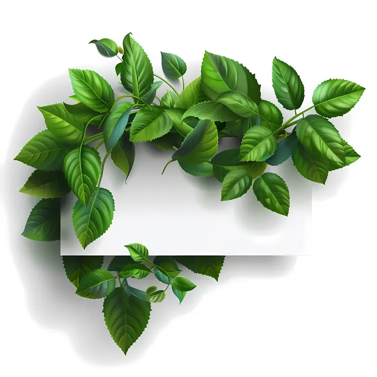 Blank Frame with Green Leaves