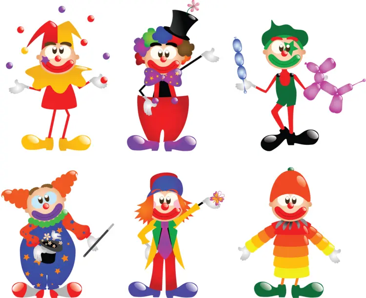 Colorful Cartoon Clowns