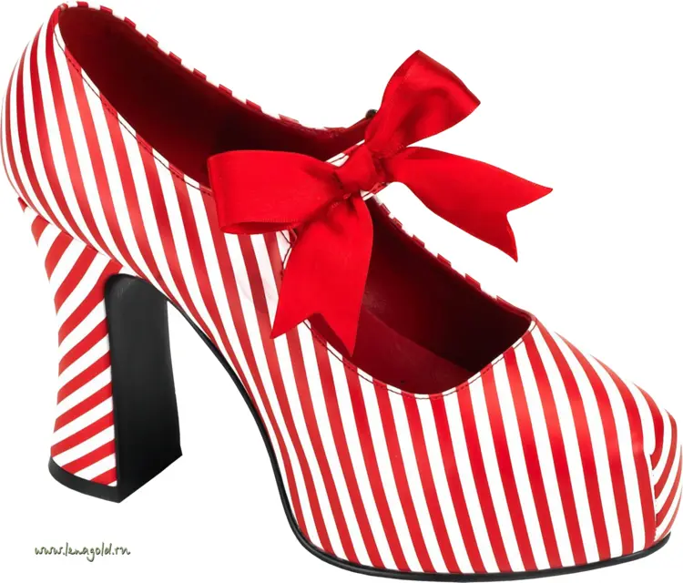 Red and White Striped High Heel Shoe