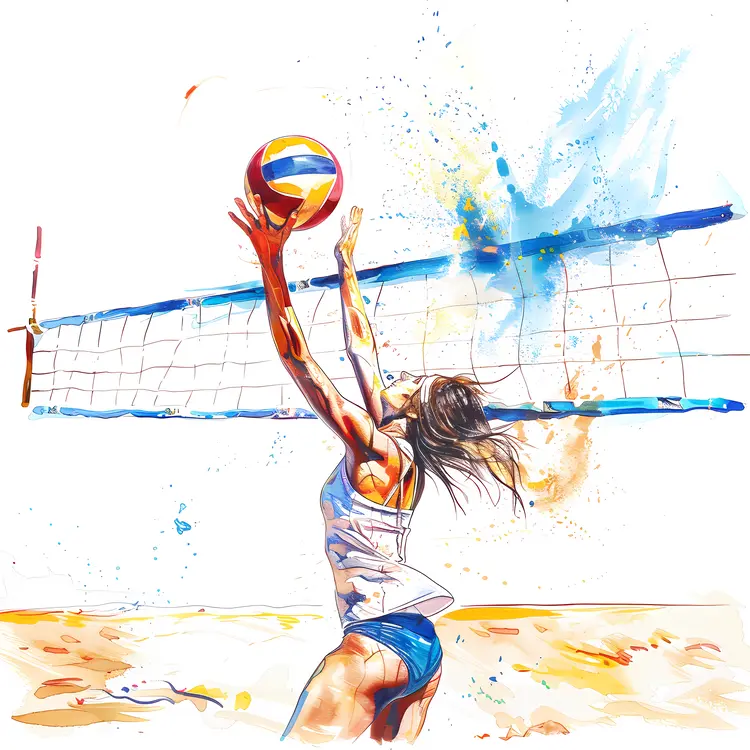 Female Beach Volleyball Player in Action