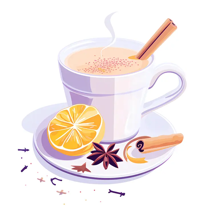 Elegant Tea Cup with Lemon and Cinnamon