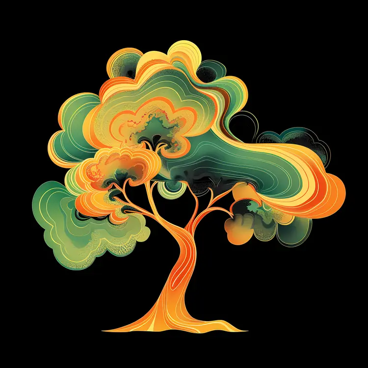 Abstract Colorful Tree Art