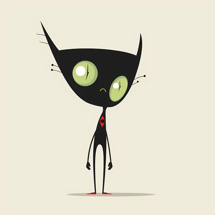 Black Cartoon Character with Green Eyes