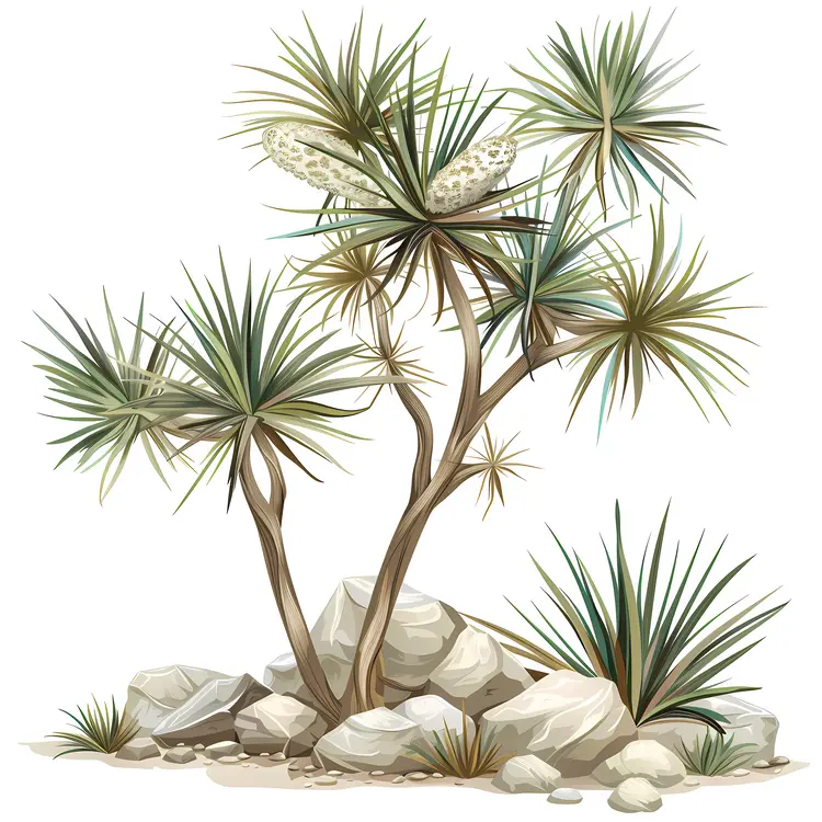 Yucca Tree with Cacti
