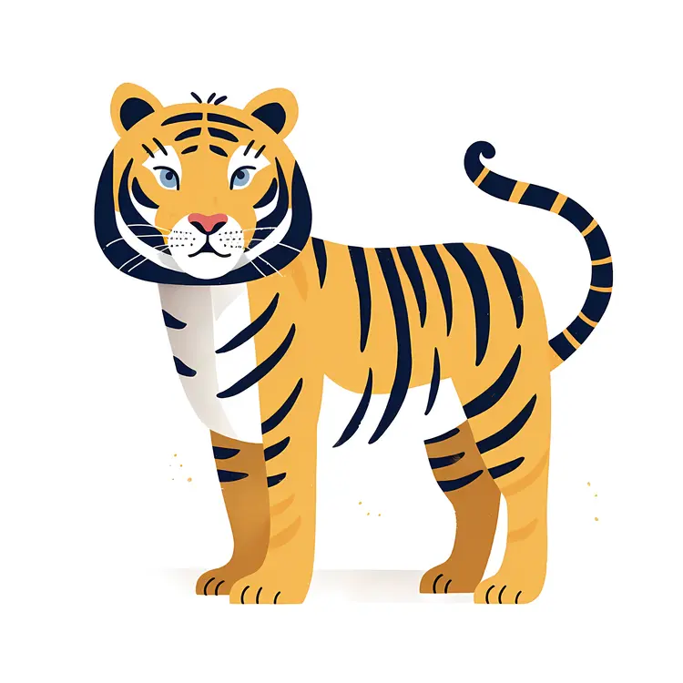 Cute Cartoon Tiger with Stripes