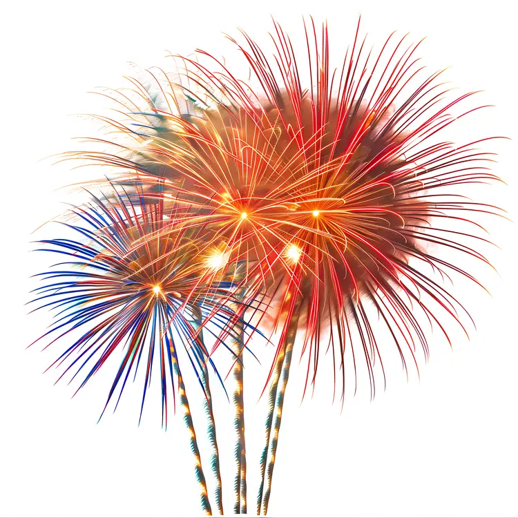 Red and Blue Fireworks Display
