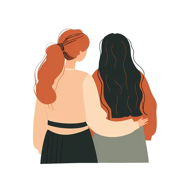 Two Women Standing Together with Arms Around Each Other
