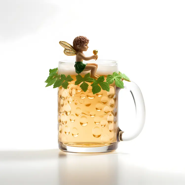 Fairy on Beer Mug with Leaves