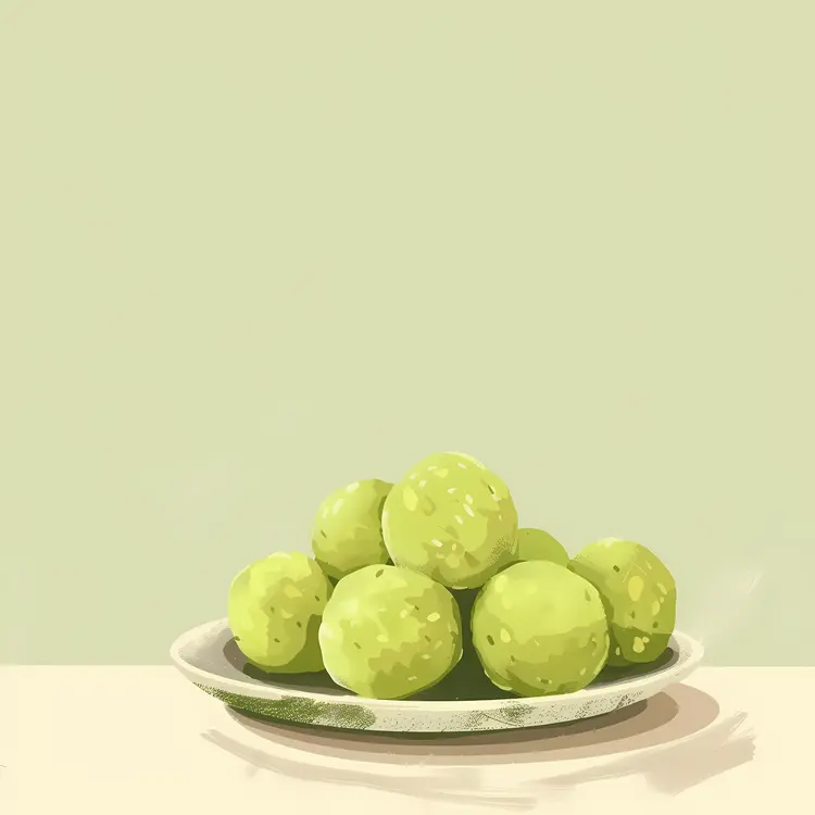Green Balls Stacked on Plate