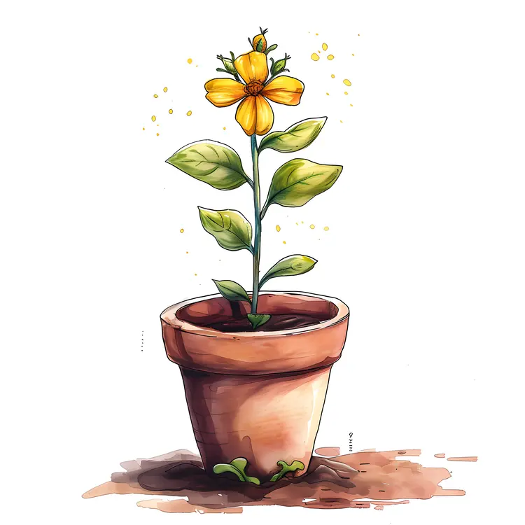 Yellow Flower in a Pot