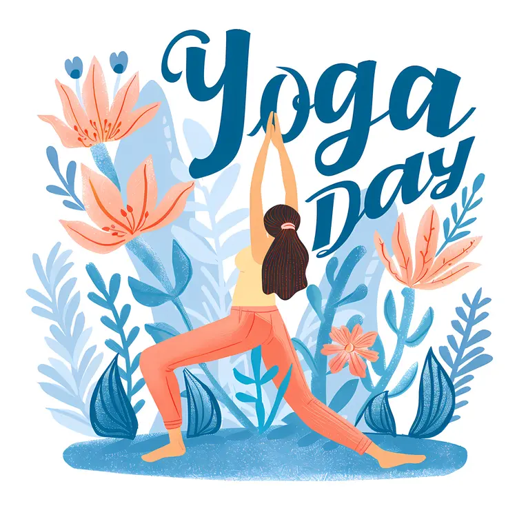 Yoga Day Celebration with Floral Background