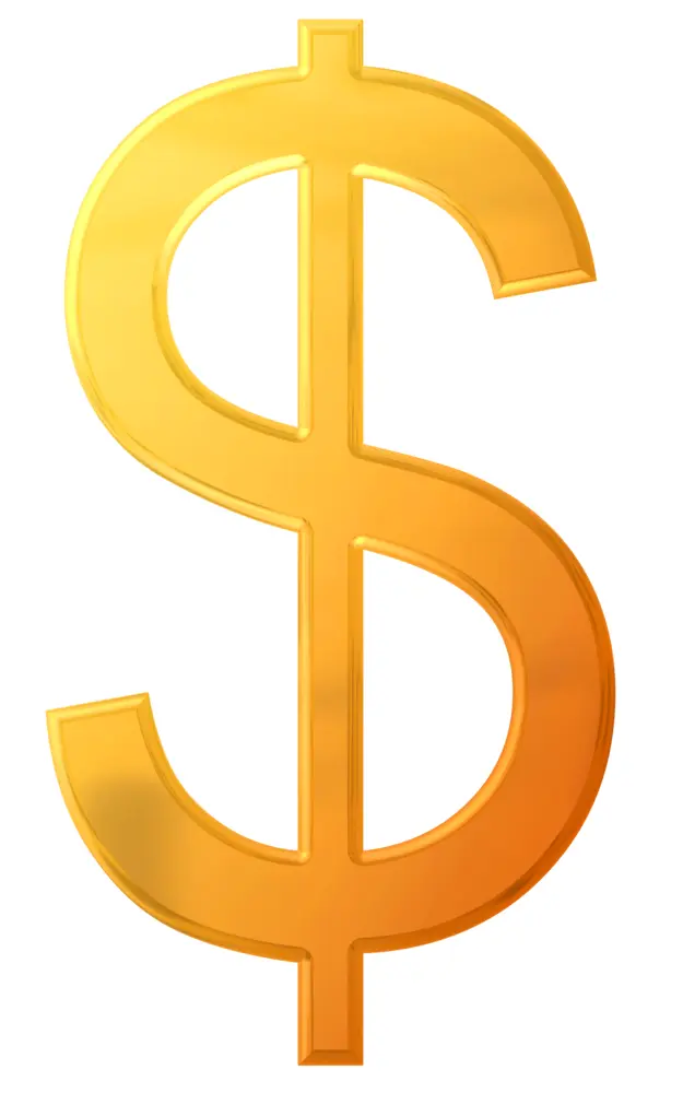 Shiny Gold Dollar Sign Symbol