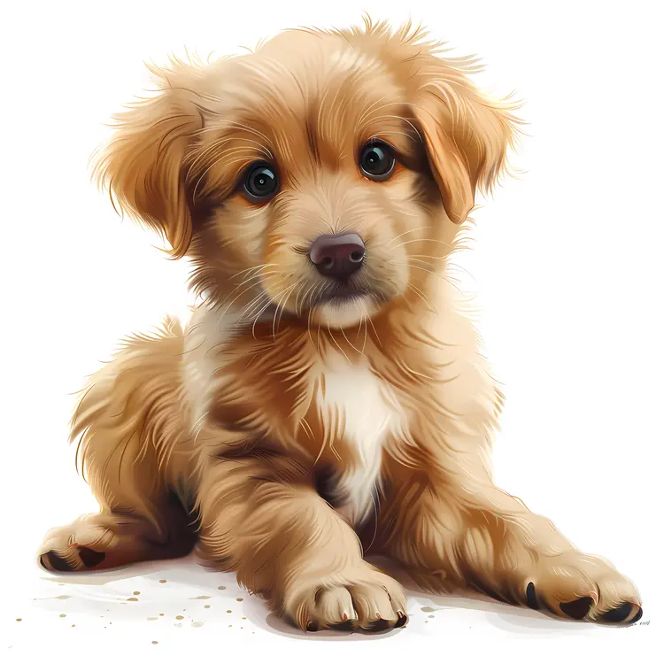 Fluffy Puppy on White Background