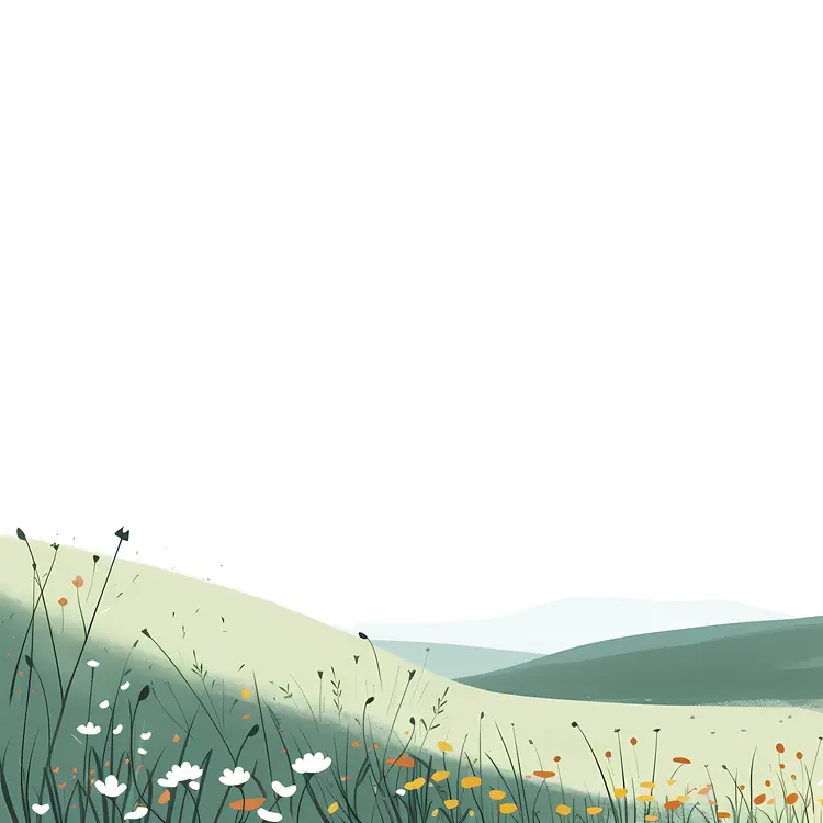 Green Hills with Wildflowers