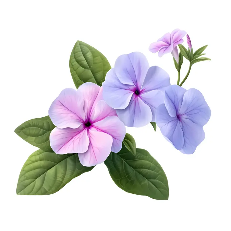 Purple and Pink Flowers with Green Leaves