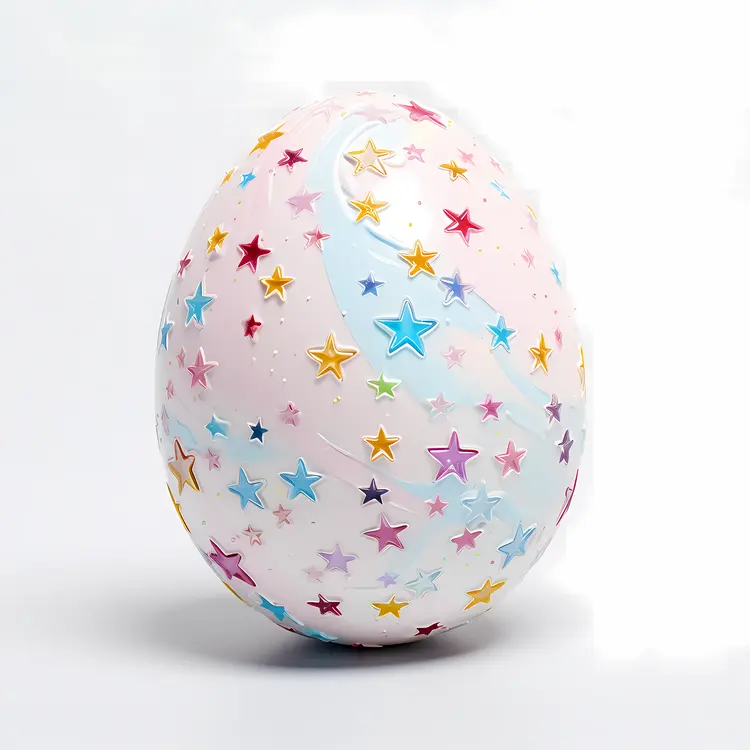 Decorative Egg with Stars in Pastel Colors