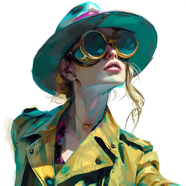 Stylish Woman with Hat and Goggles