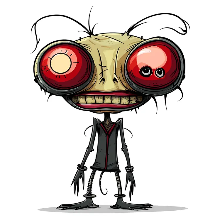 Red-Eyed Alien Cartoon Character