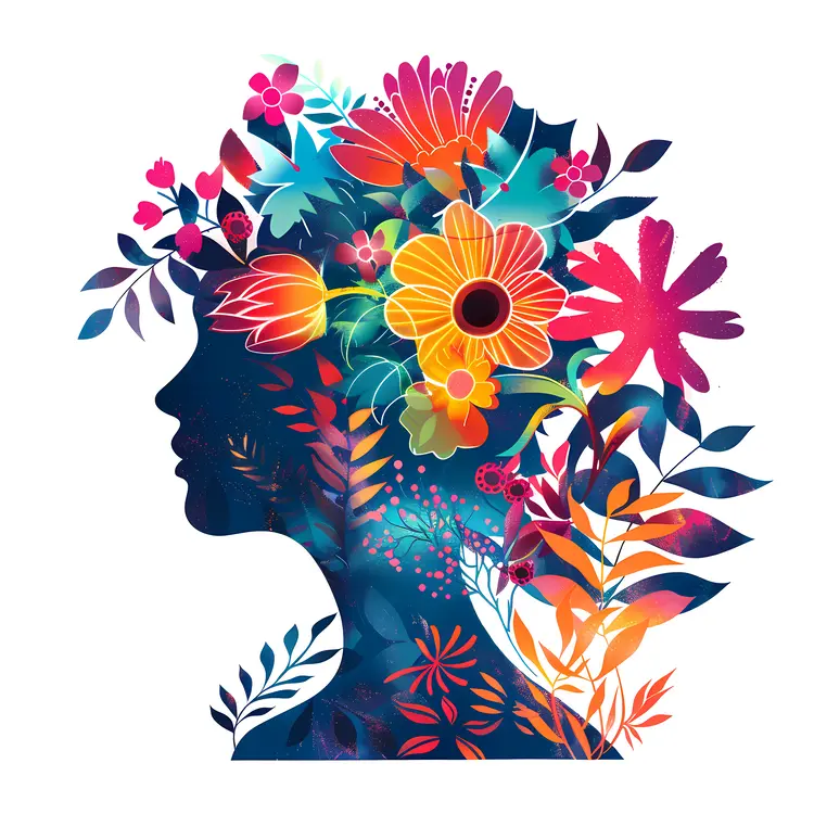 Colorful Floral Silhouette Art