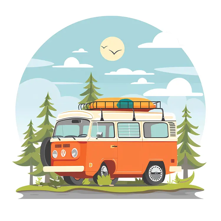 Van Parked in Forest