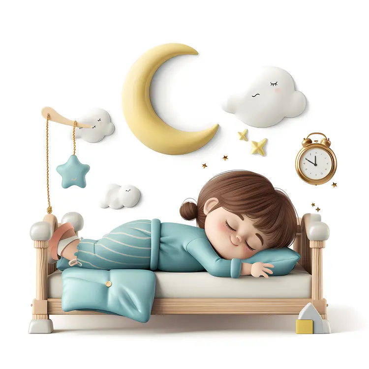 Sleeping Child with Moon and Stars