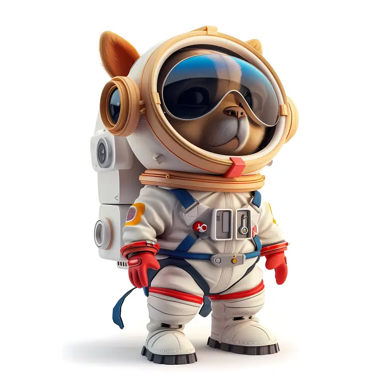 Cartoon Dog in Spacesuit
