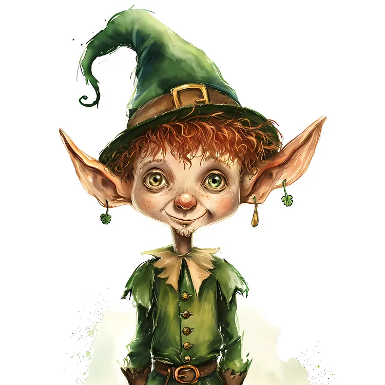 Adorable Green Elf Drawing