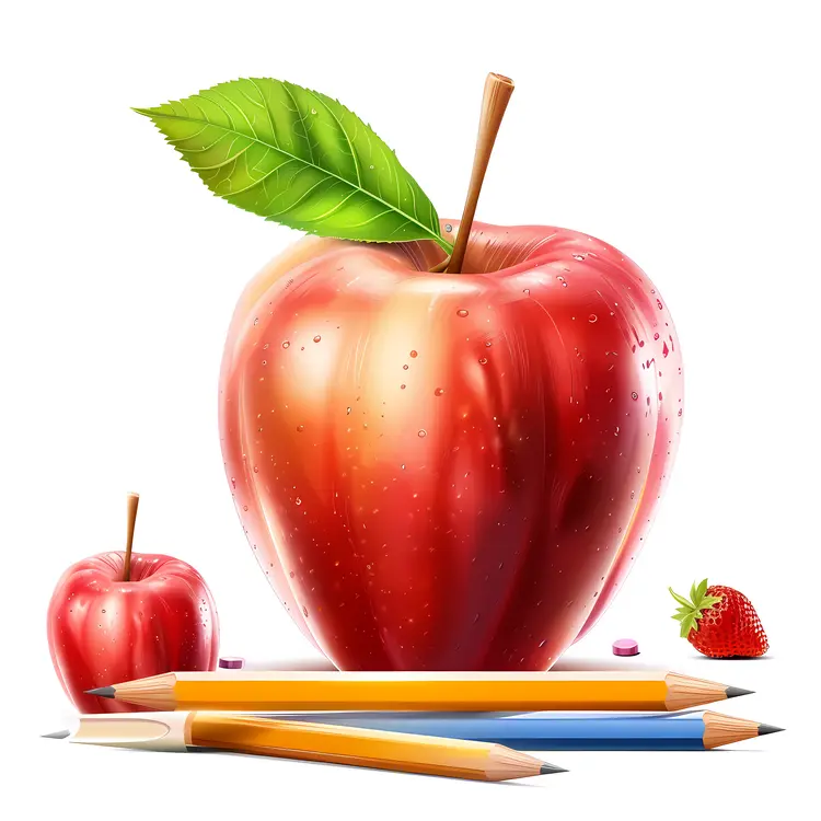 Red Apple with Pencils