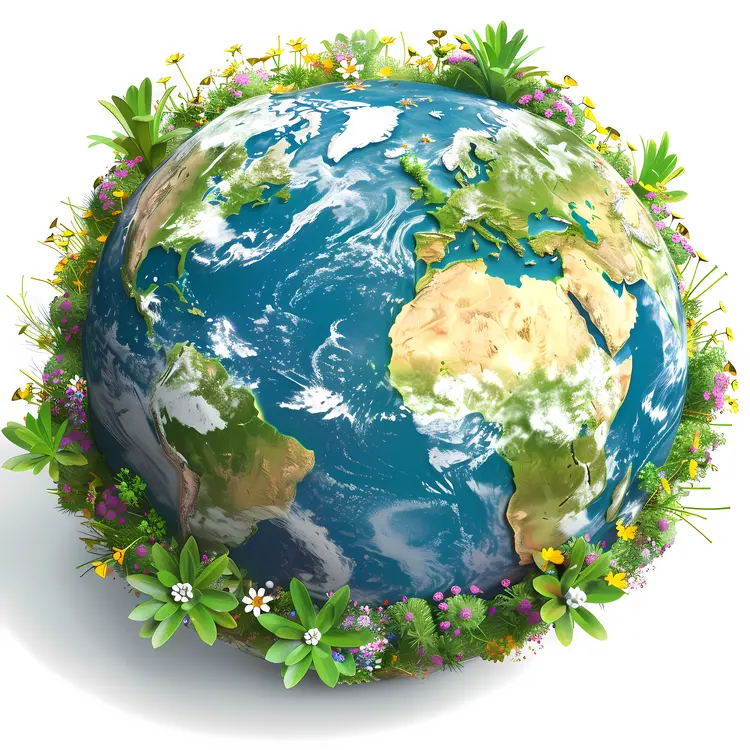Earth with Flowers and Plants