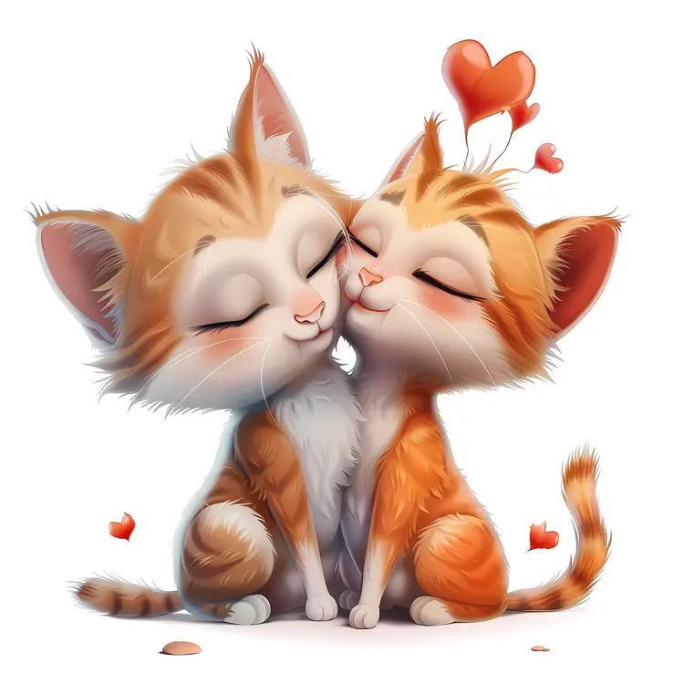 Two Cute Kittens in Love