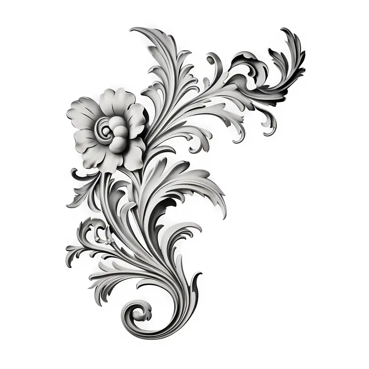 Stylized Black and White Floral Design