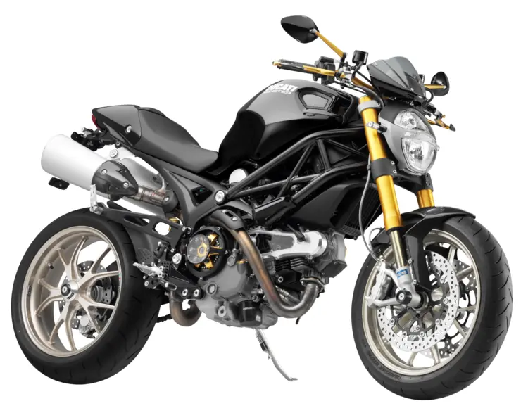 Black Motorcycle with Golden Forks