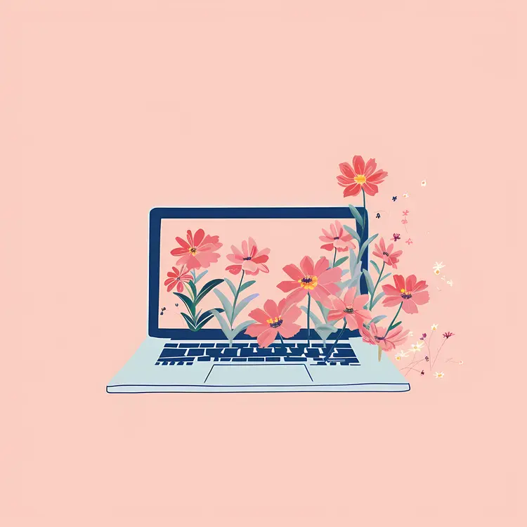 Laptop Blooming with Flowers