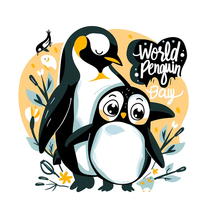 Two Penguins Celebrating World Penguin Day