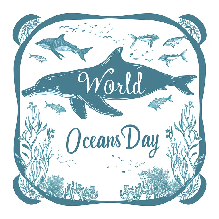 World Oceans Day Celebration with Dolphin and Marine Life