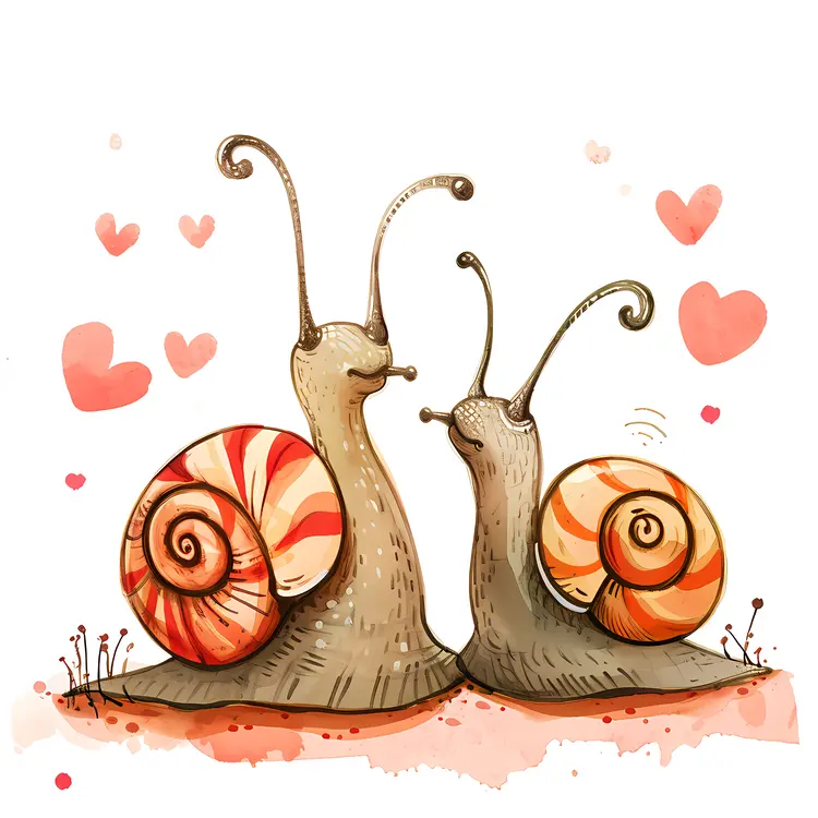 Cute Snails in Love