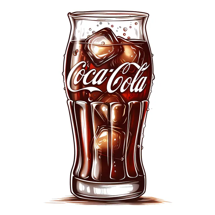 Coca-Cola Glass with Ice Cubes