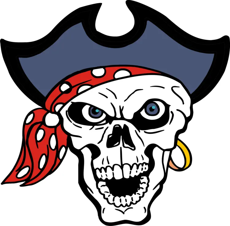 Pirate Skull with Hat and Bandana